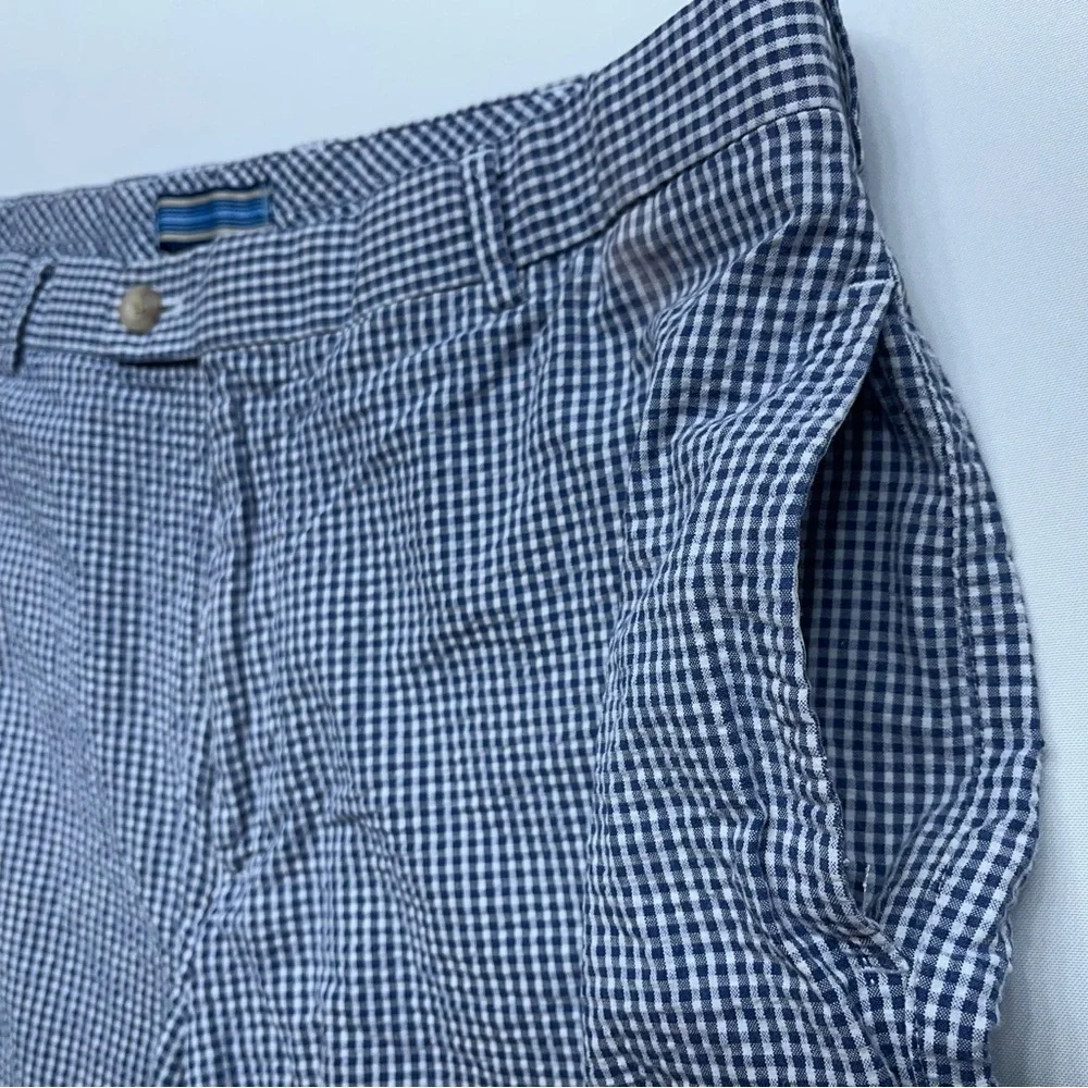 Peter Millar Seersucker Shorts Mens Size 34 Blue Checked 8.5” Inseam        READ